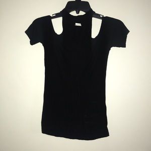 Black cut out off the shoulder shirt
